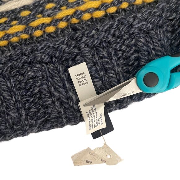 Gap Lambs Wool Scarf Women's Gray Yellow Warm Winter - Picture 6 of 8